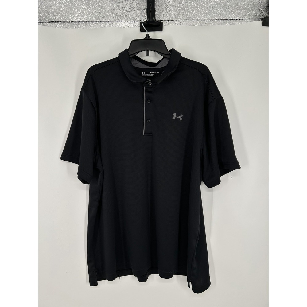 Under Armour Polo Shirt Men's 3XL Black Short Sleeve Logo Loose Golf Performance